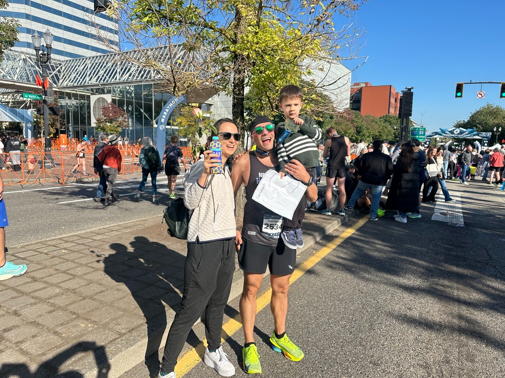 Matt Coneybeare - Marathon 32 - Finish Line Celebration with Family