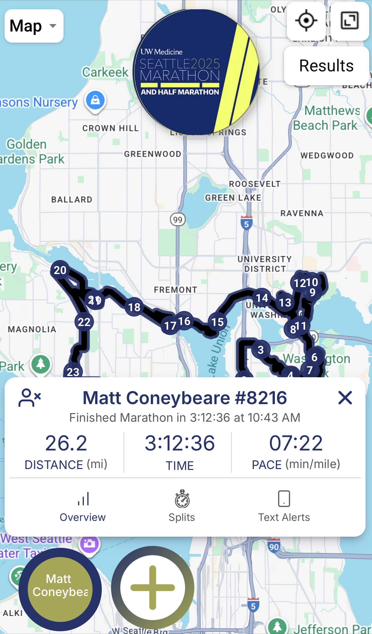 Matt Coneybeare - Marathon 40 - Seattle - Results